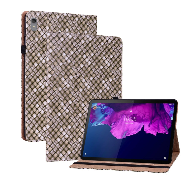 For Lenovo Tab P11 TB-J606F Color Weave Leather Tablet Case with Holder