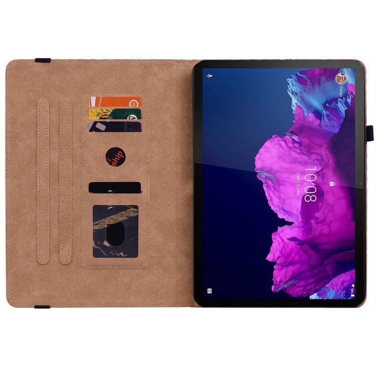 For Lenovo Tab P11 TB-J606F Color Weave Leather Tablet Case with Holder