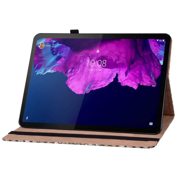 For Lenovo Tab P11 TB-J606F Color Weave Leather Tablet Case with Holder