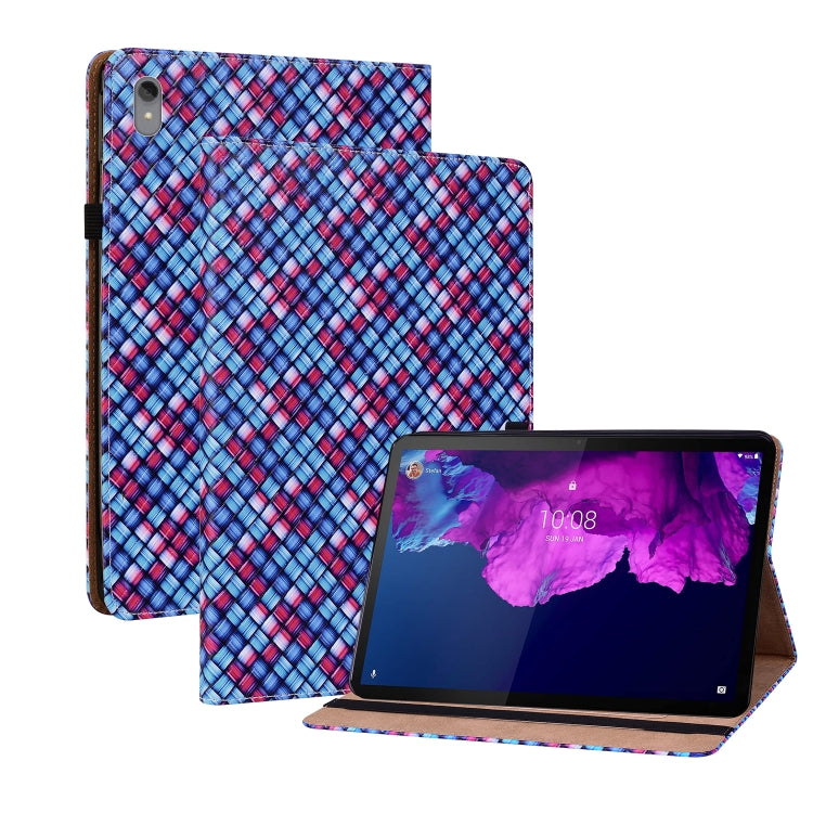 For Lenovo Tab P11 TB-J606F Color Weave Leather Tablet Case with Holder