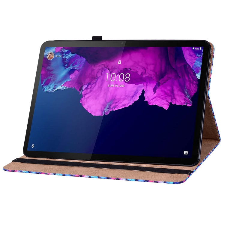 For Lenovo Tab P11 TB-J606F Color Weave Leather Tablet Case with Holder