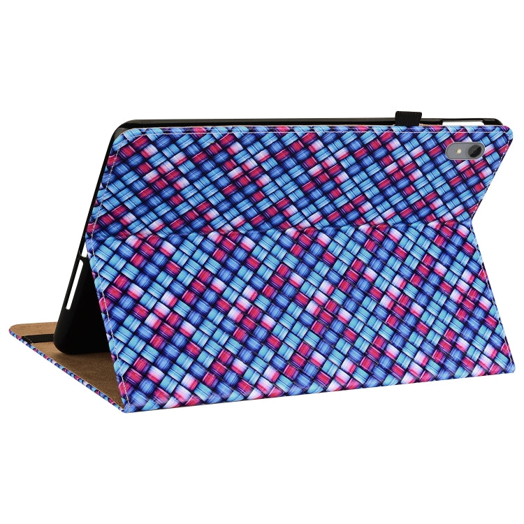For Lenovo Tab P11 TB-J606F Color Weave Leather Tablet Case with Holder