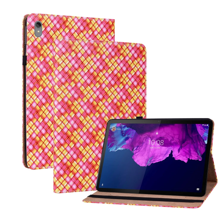 For Lenovo Tab P11 TB-J606F Color Weave Leather Tablet Case with Holder
