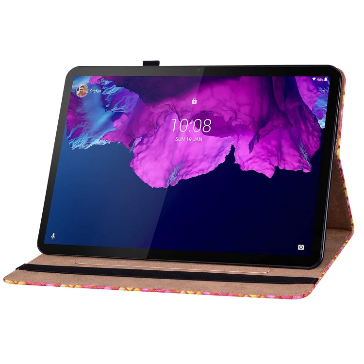 For Lenovo Tab P11 TB-J606F Color Weave Leather Tablet Case with Holder