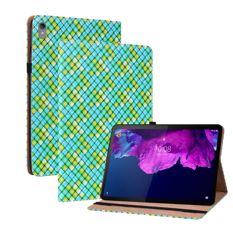 For Lenovo Tab P11 TB-J606F Color Weave Leather Tablet Case with Holder