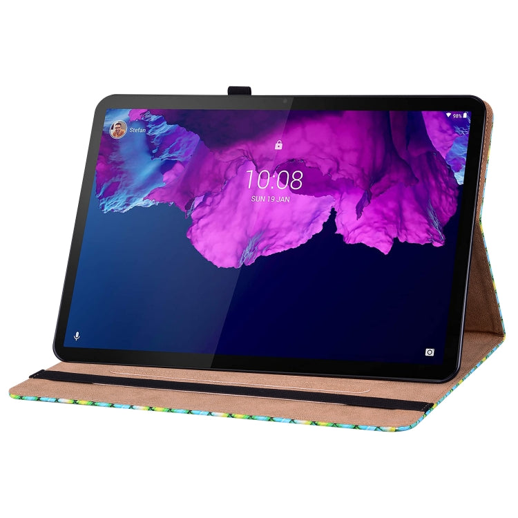 For Lenovo Tab P11 TB-J606F Color Weave Leather Tablet Case with Holder