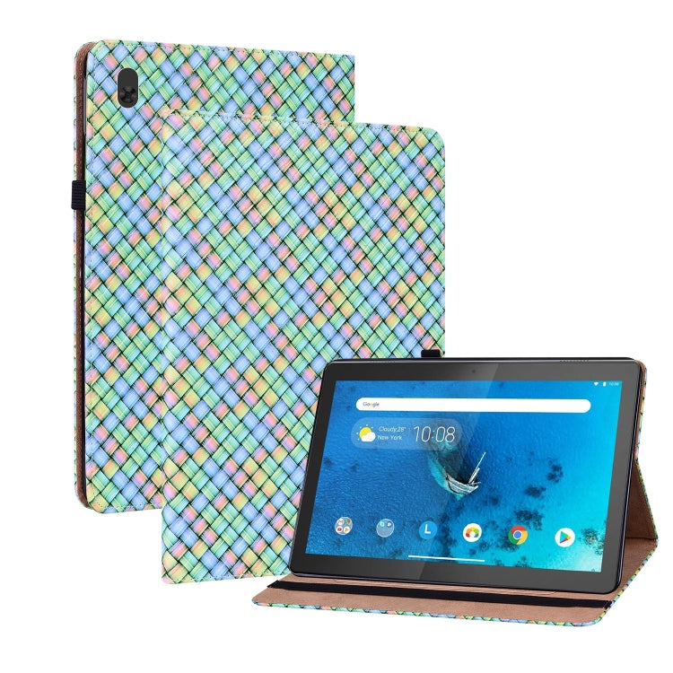 For Lenovo Tab  M10 TB-X605L Color Weave Leather Tablet Case with Holder