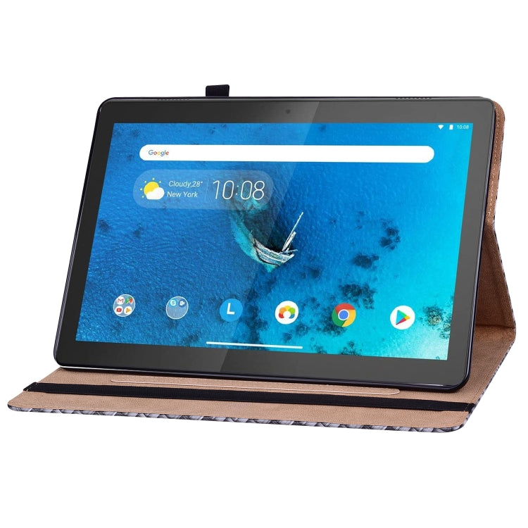 For Lenovo Tab  M10 TB-X605L Color Weave Leather Tablet Case with Holder