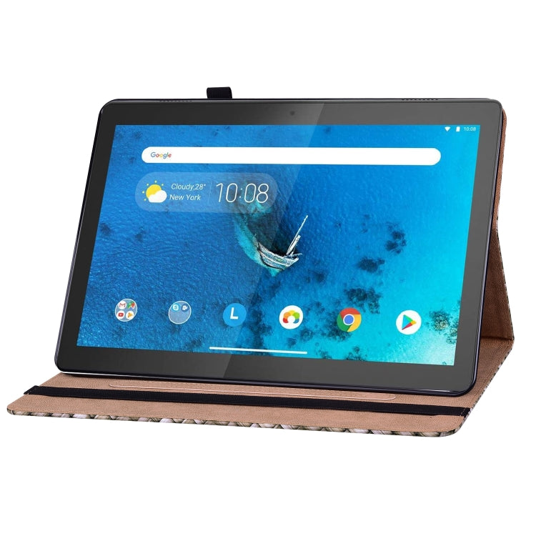 For Lenovo Tab  M10 TB-X605L Color Weave Leather Tablet Case with Holder