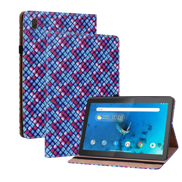 For Lenovo Tab  M10 TB-X605L Color Weave Leather Tablet Case with Holder