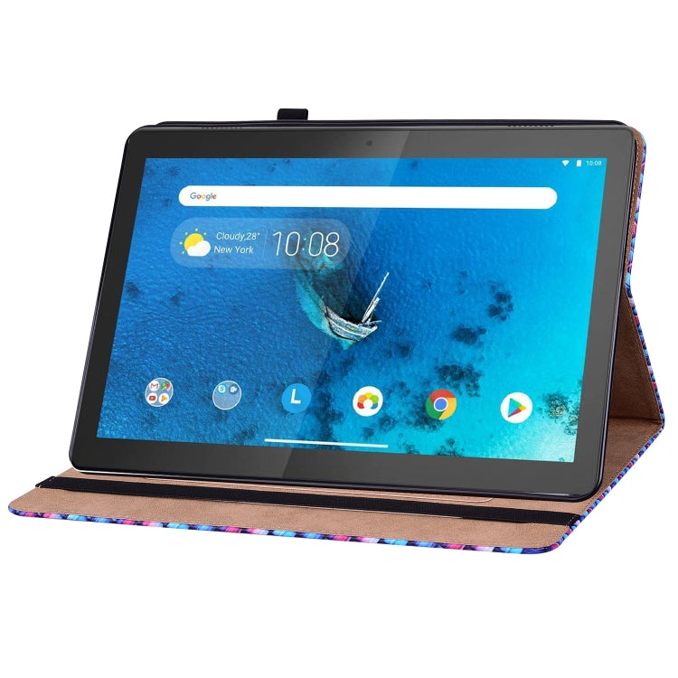 For Lenovo Tab  M10 TB-X605L Color Weave Leather Tablet Case with Holder