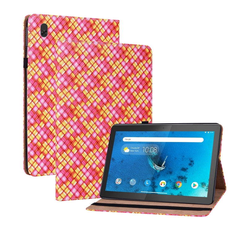 For Lenovo Tab  M10 TB-X605L Color Weave Leather Tablet Case with Holder