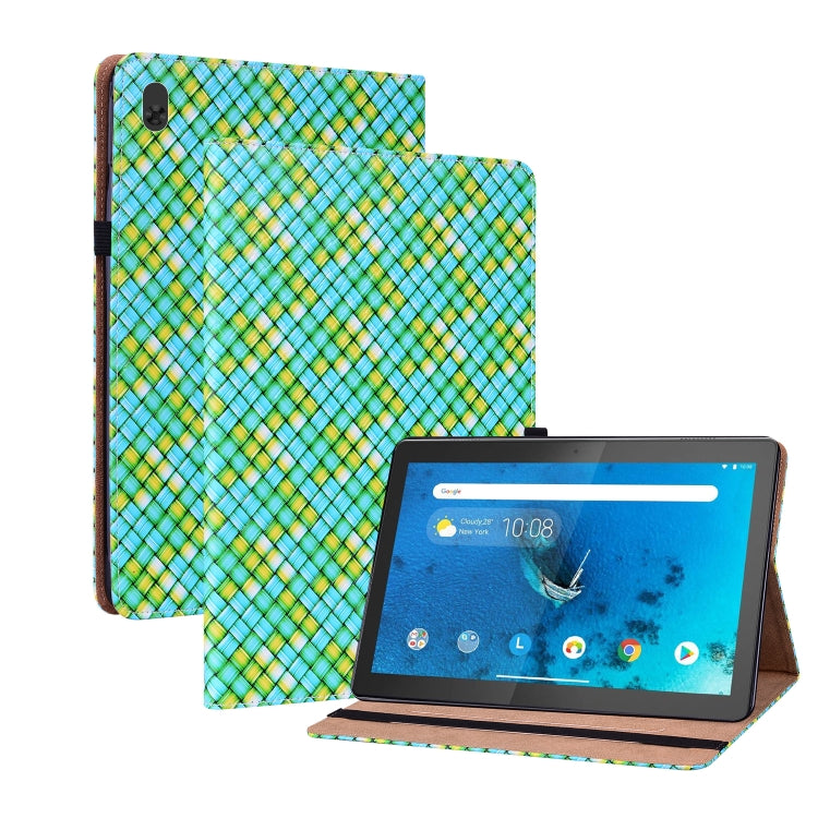 For Lenovo Tab  M10 TB-X605L Color Weave Leather Tablet Case with Holder