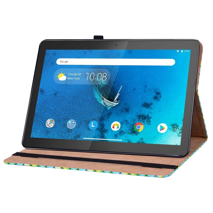 For Lenovo Tab  M10 TB-X605L Color Weave Leather Tablet Case with Holder