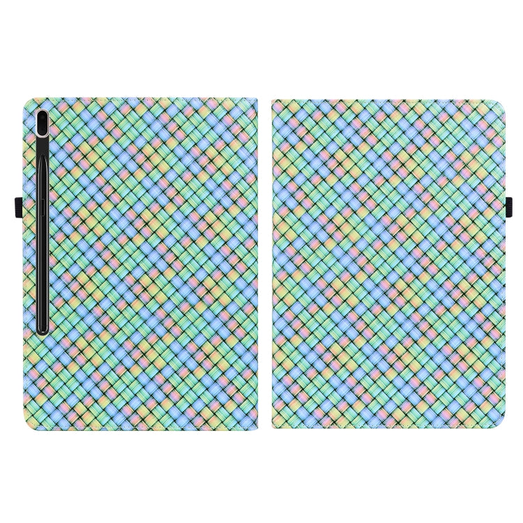 For Samsung Galaxy Tab S7 Plus T970 / S7 FE T730 Color Weave Leather Tablet Case with Holder