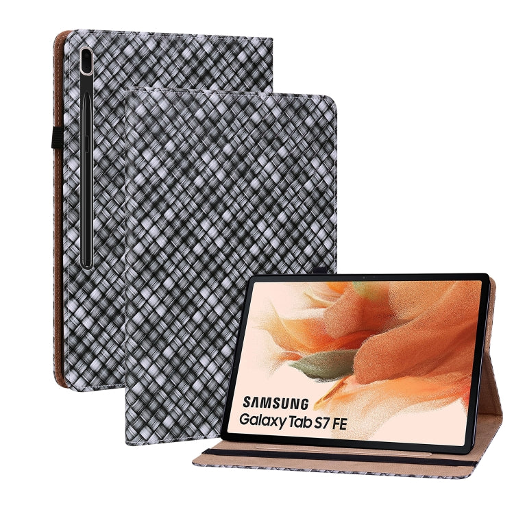 For Samsung Galaxy Tab S7 Plus T970 / S7 FE T730 Color Weave Leather Tablet Case with Holder