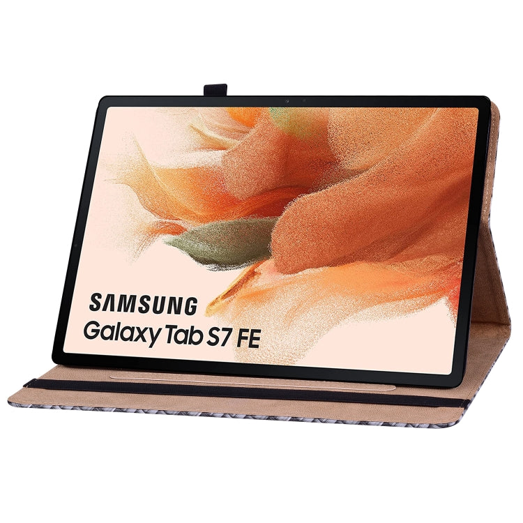 For Samsung Galaxy Tab S7 Plus T970 / S7 FE T730 Color Weave Leather Tablet Case with Holder
