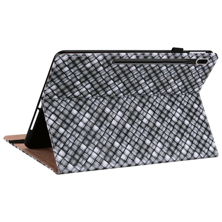 For Samsung Galaxy Tab S7 Plus T970 / S7 FE T730 Color Weave Leather Tablet Case with Holder