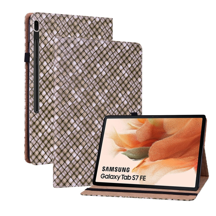For Samsung Galaxy Tab S7 Plus T970 / S7 FE T730 Color Weave Leather Tablet Case with Holder
