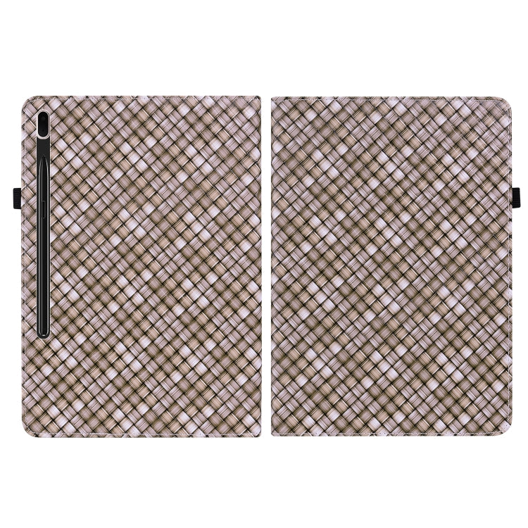 For Samsung Galaxy Tab S7 Plus T970 / S7 FE T730 Color Weave Leather Tablet Case with Holder