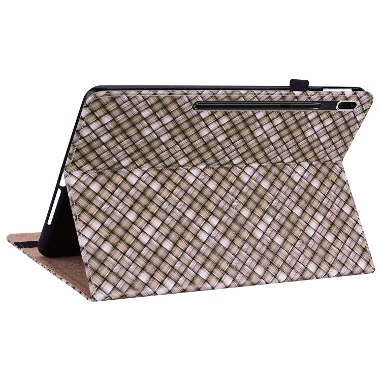 For Samsung Galaxy Tab S7 Plus T970 / S7 FE T730 Color Weave Leather Tablet Case with Holder