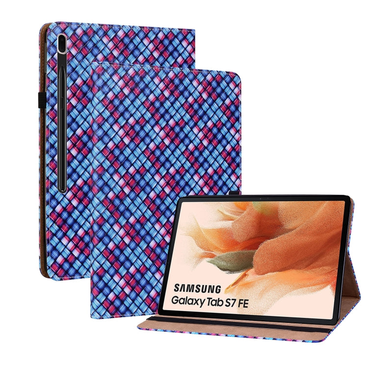 For Samsung Galaxy Tab S7 Plus T970 / S7 FE T730 Color Weave Leather Tablet Case with Holder