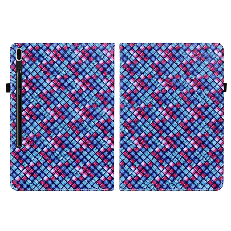 For Samsung Galaxy Tab S7 Plus T970 / S7 FE T730 Color Weave Leather Tablet Case with Holder