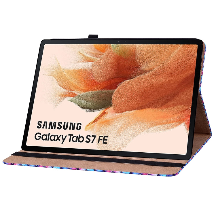 For Samsung Galaxy Tab S7 Plus T970 / S7 FE T730 Color Weave Leather Tablet Case with Holder