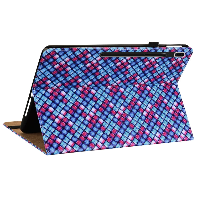 For Samsung Galaxy Tab S7 Plus T970 / S7 FE T730 Color Weave Leather Tablet Case with Holder