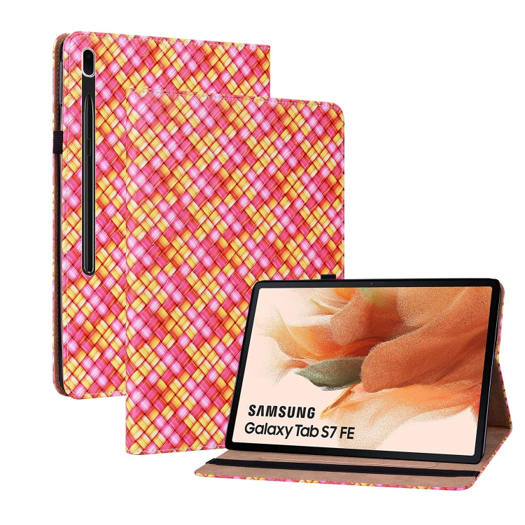 For Samsung Galaxy Tab S7 Plus T970 / S7 FE T730 Color Weave Leather Tablet Case with Holder
