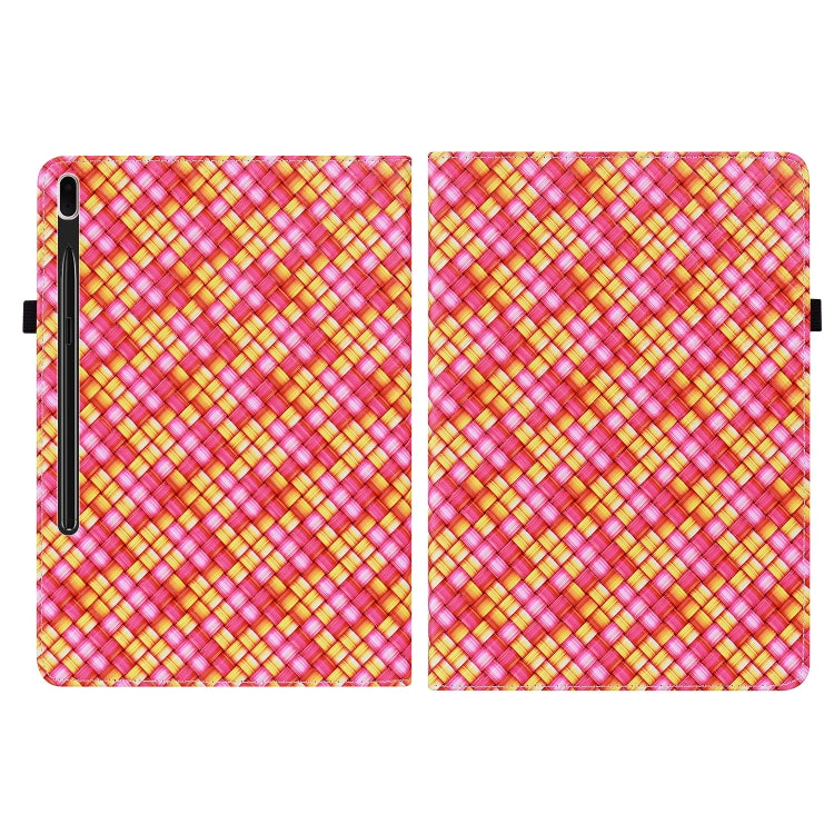 For Samsung Galaxy Tab S7 Plus T970 / S7 FE T730 Color Weave Leather Tablet Case with Holder