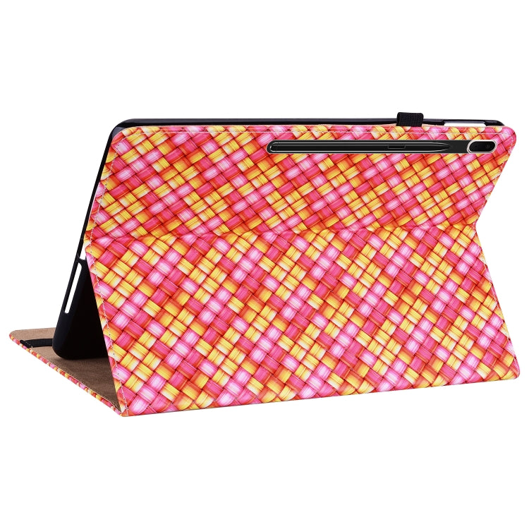 For Samsung Galaxy Tab S7 Plus T970 / S7 FE T730 Color Weave Leather Tablet Case with Holder