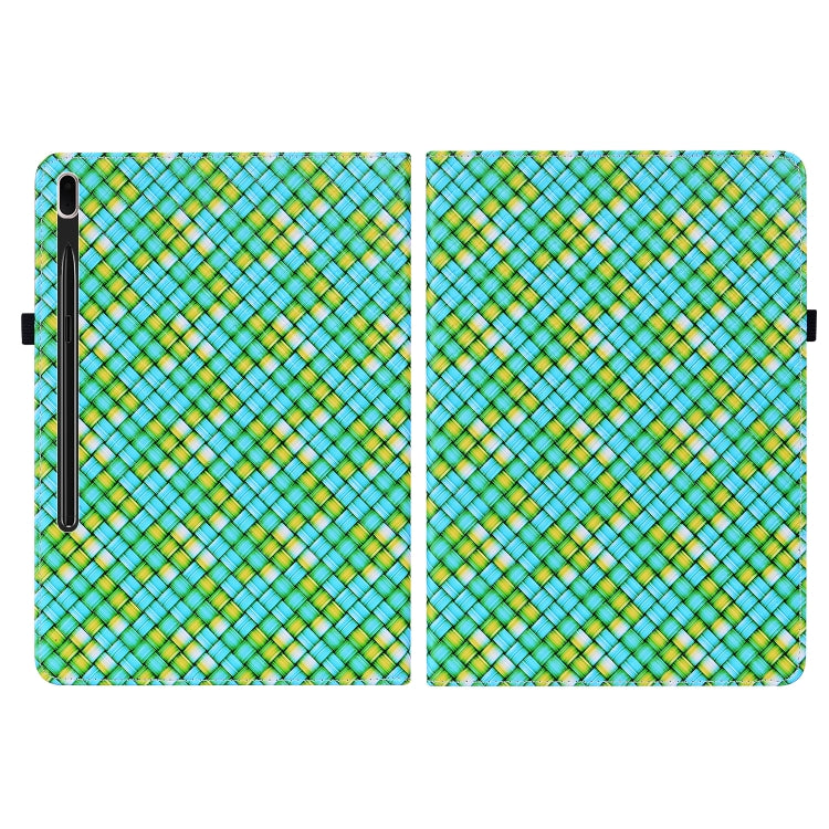 For Samsung Galaxy Tab S7 Plus T970 / S7 FE T730 Color Weave Leather Tablet Case with Holder