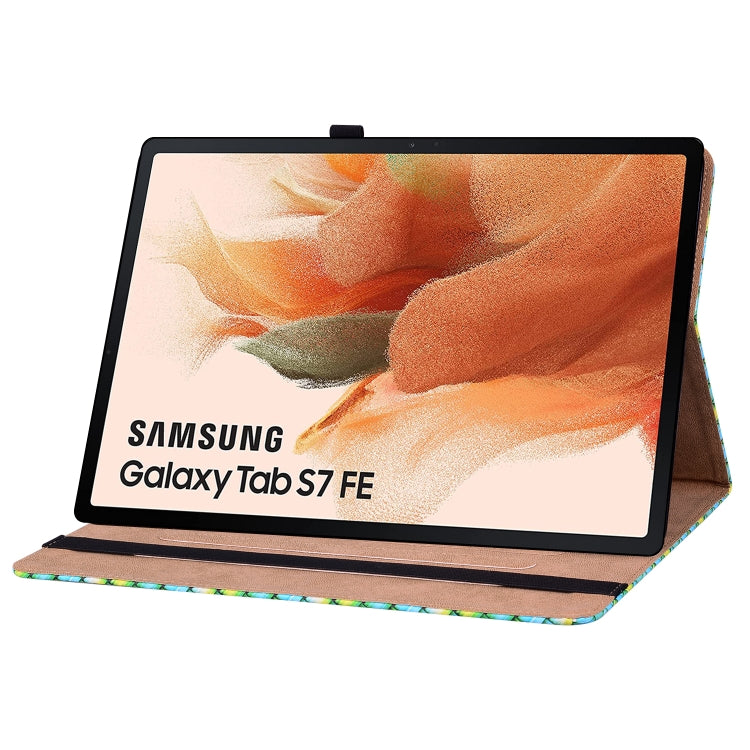 For Samsung Galaxy Tab S7 Plus T970 / S7 FE T730 Color Weave Leather Tablet Case with Holder