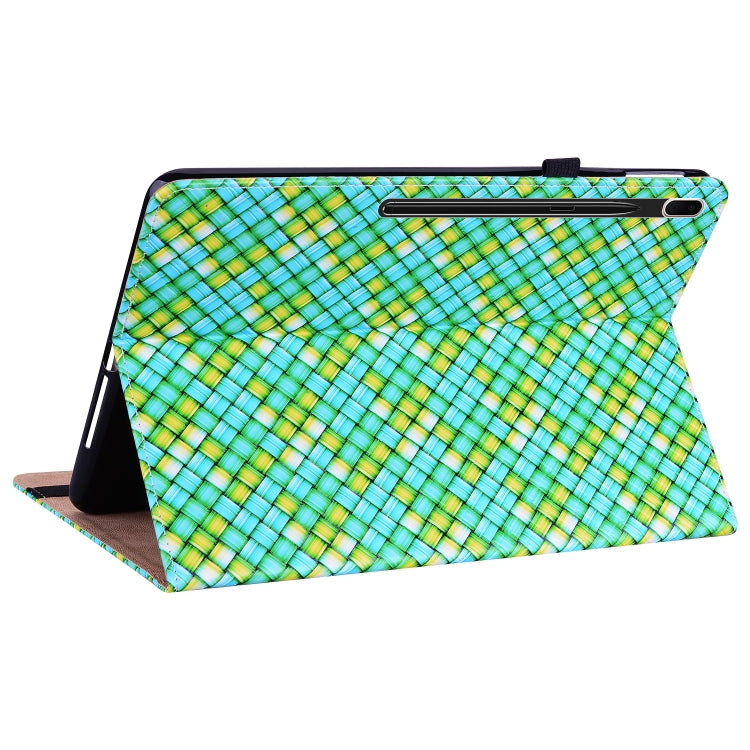 For Samsung Galaxy Tab S7 Plus T970 / S7 FE T730 Color Weave Leather Tablet Case with Holder
