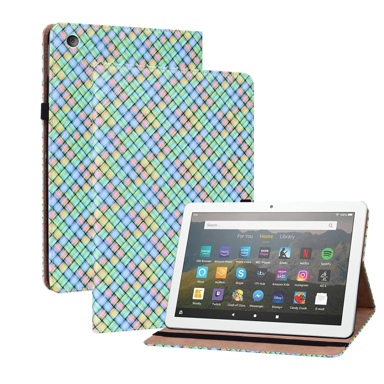 For Amazon Kindle Fire HD8 Color Weave Leather Tablet Case with Holder