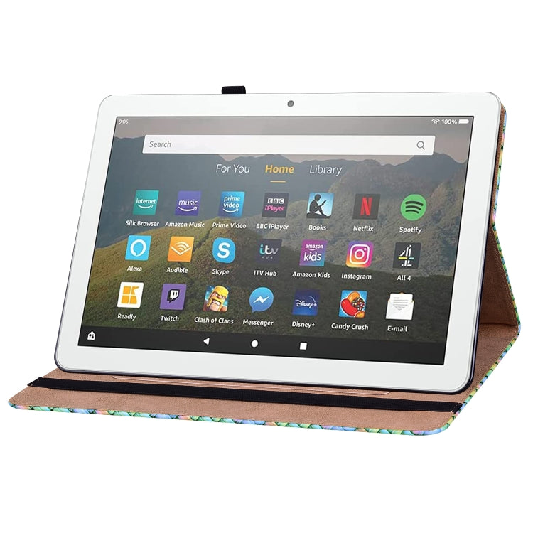 For Amazon Kindle Fire HD8 Color Weave Leather Tablet Case with Holder