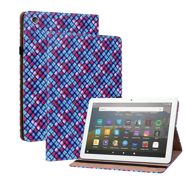 For Amazon Kindle Fire HD8 Color Weave Leather Tablet Case with Holder