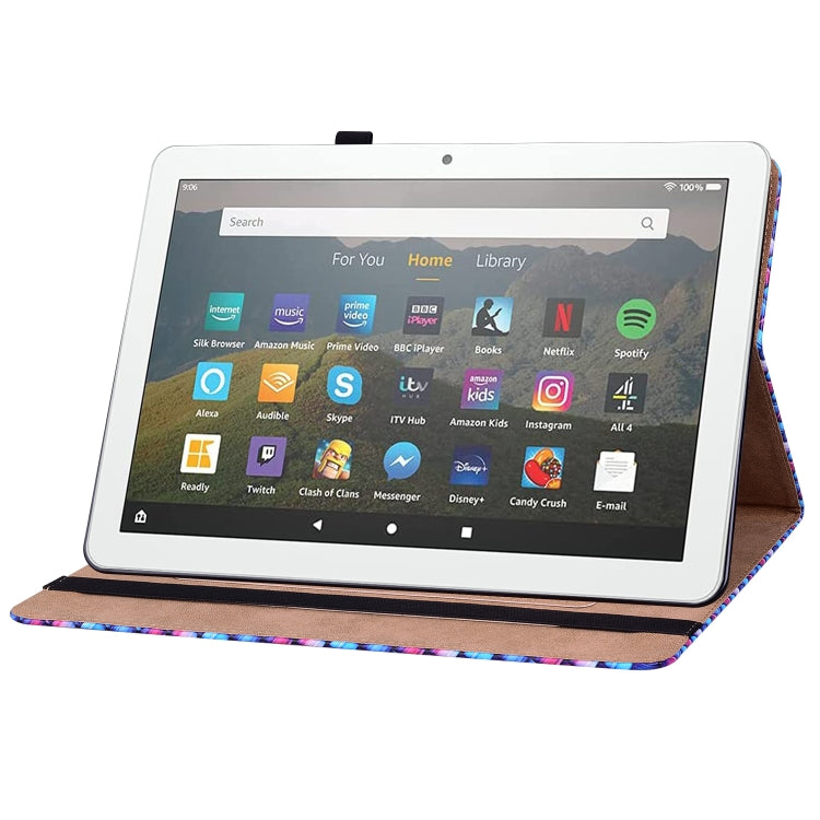 For Amazon Kindle Fire HD8 Color Weave Leather Tablet Case with Holder