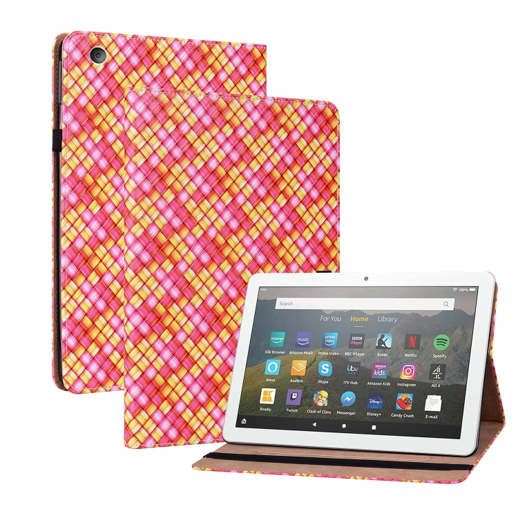 For Amazon Kindle Fire HD8 Color Weave Leather Tablet Case with Holder