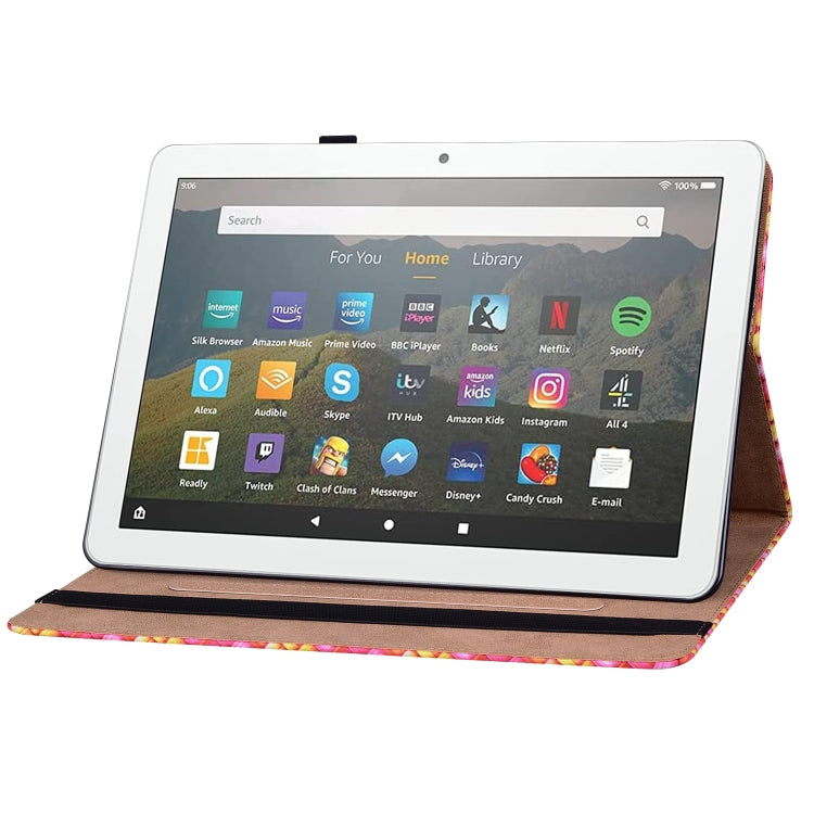 For Amazon Kindle Fire HD8 Color Weave Leather Tablet Case with Holder