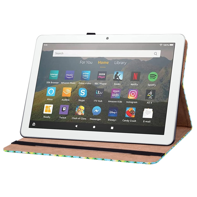For Amazon Kindle Fire HD8 Color Weave Leather Tablet Case with Holder