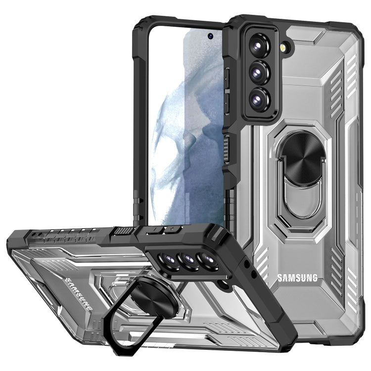 For Samsung Galaxy S21 5G PC + TPU Shockproof Phone Case with Metal Ring Holder