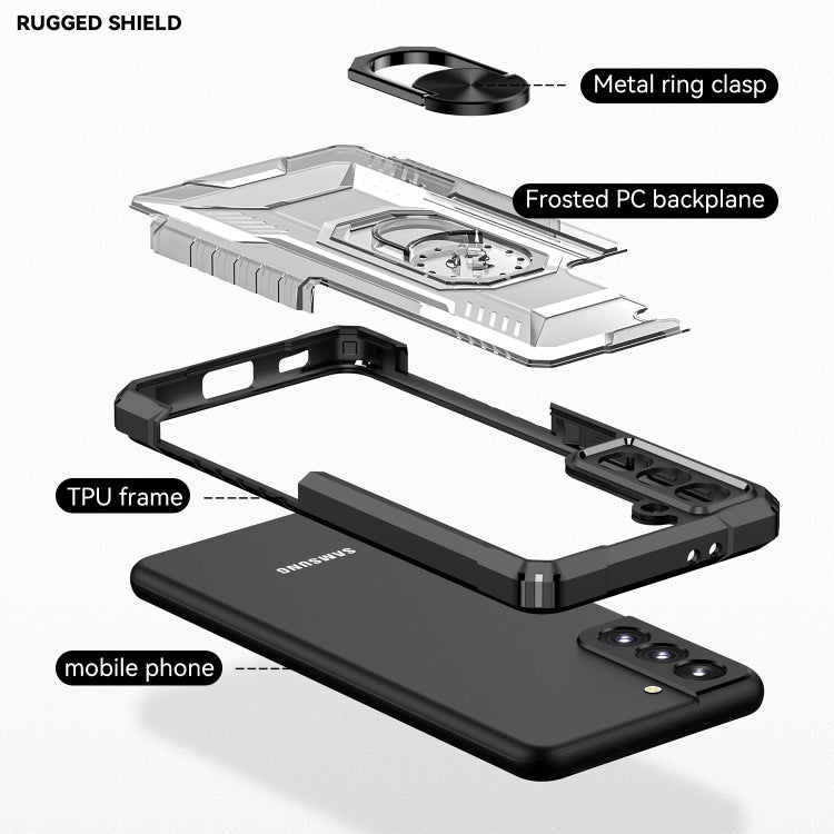 For Samsung Galaxy S21 5G PC + TPU Shockproof Phone Case with Metal Ring Holder