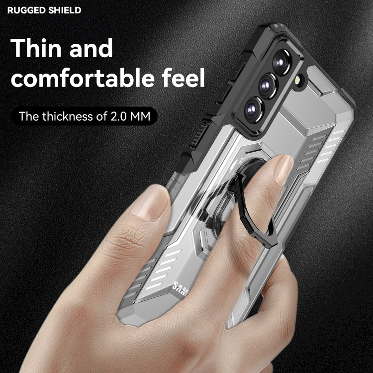 For Samsung Galaxy S21 5G PC + TPU Shockproof Phone Case with Metal Ring Holder