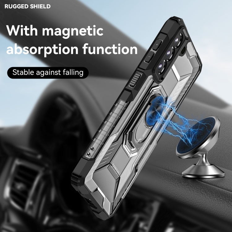 For Samsung Galaxy S21 5G PC + TPU Shockproof Phone Case with Metal Ring Holder
