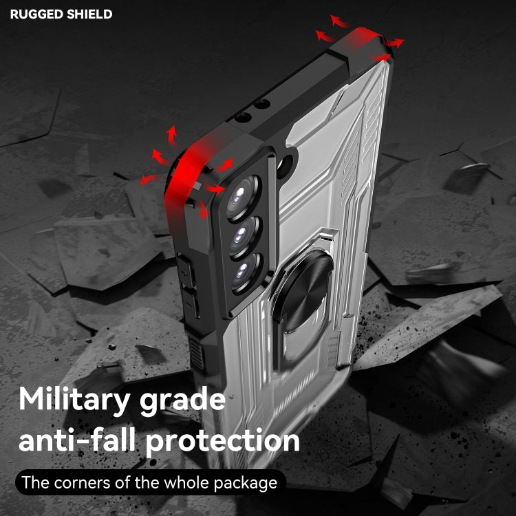 For Samsung Galaxy S21 5G PC + TPU Shockproof Phone Case with Metal Ring Holder