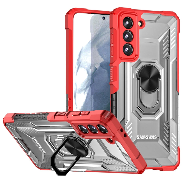 For Samsung Galaxy S21 5G PC + TPU Shockproof Phone Case with Metal Ring Holder