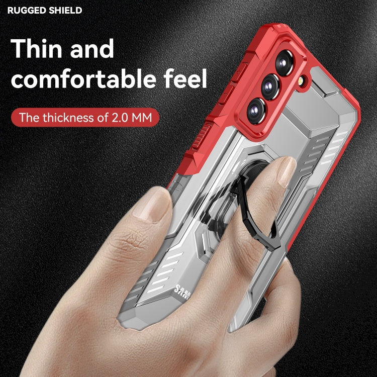 For Samsung Galaxy S21 5G PC + TPU Shockproof Phone Case with Metal Ring Holder