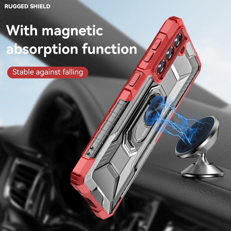 For Samsung Galaxy S21 5G PC + TPU Shockproof Phone Case with Metal Ring Holder
